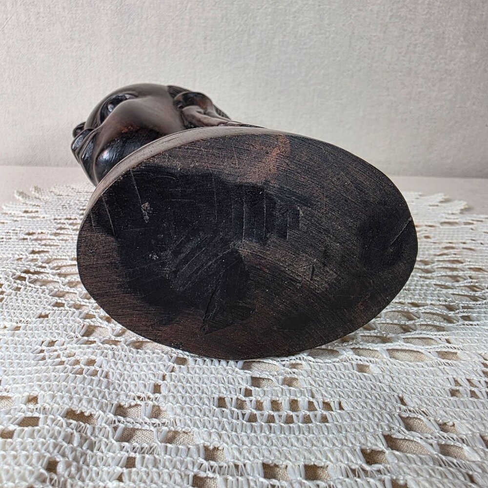Authentic African Ebony Maasai Tribal Head Sculpture Handcrafted Wooden Art - Picture 8 of 8